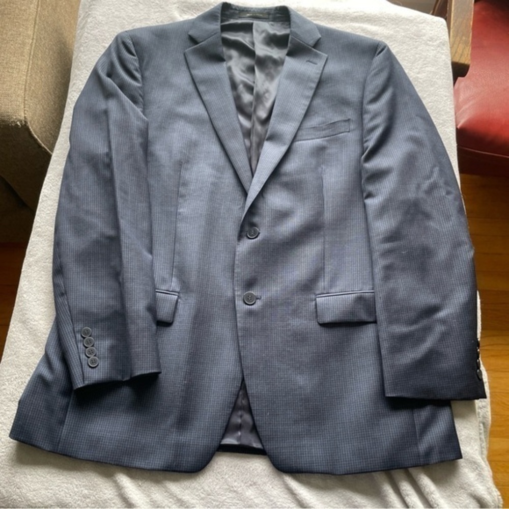 Calvin Klein Men's Classic blue houndstooth Blazer 42R 100% wool